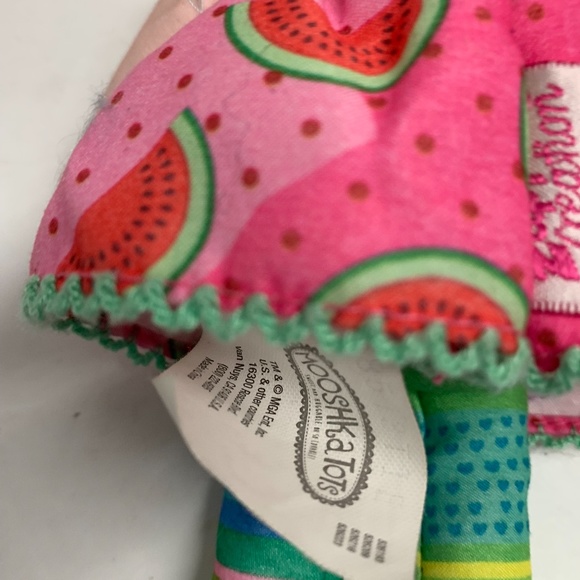 Mooshka Tots Plush Stuffed Doll Toy Zapf Karia Cloth Pink Hair Watermelon Dress - Picture 4 of 5